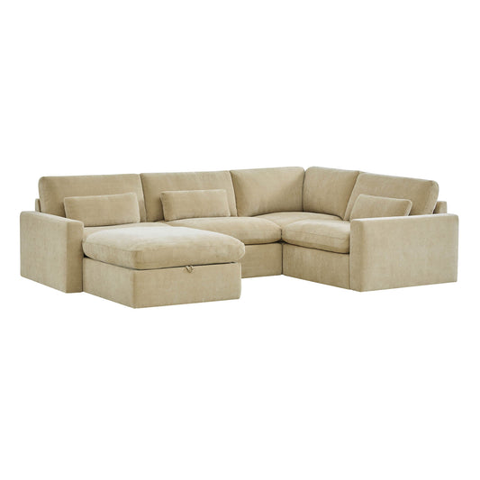 Modular Sectional Sofa in Performance Fabric with Storage Ottoman
