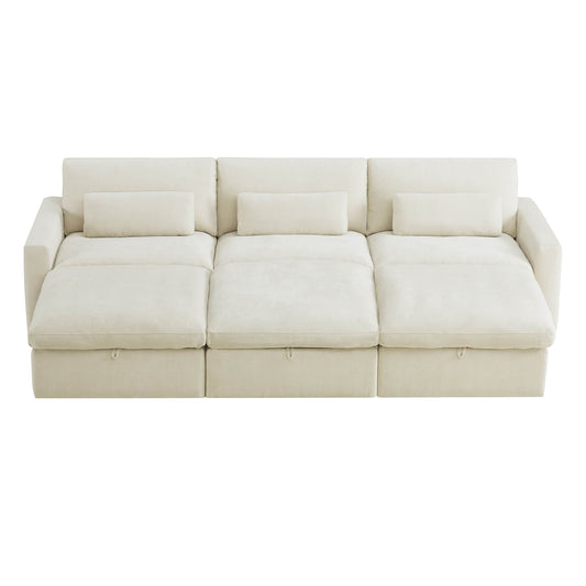 Modular Sectional Sofa in Performance Fabric with Storage Ottoman