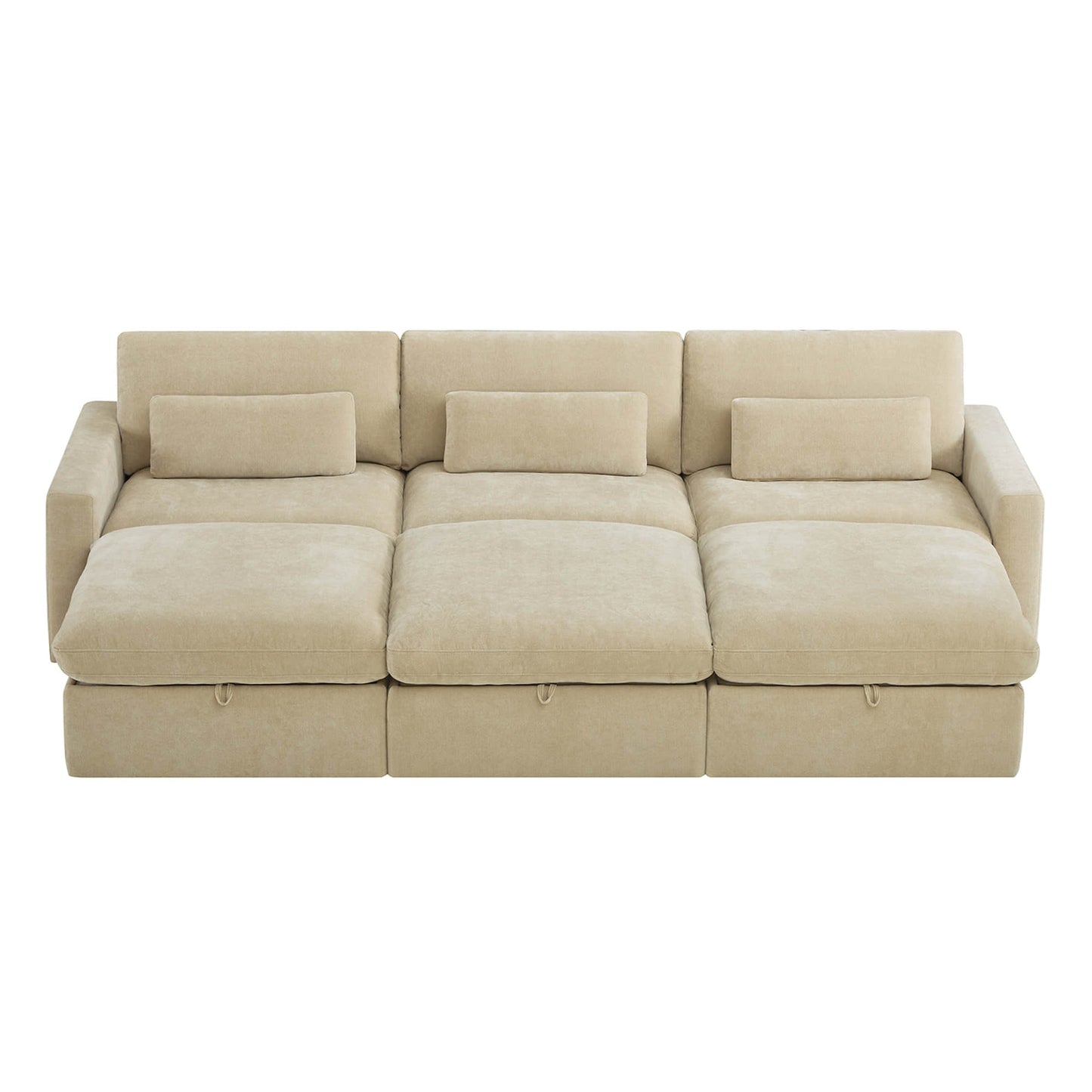 Modular Sectional Sofa in Performance Fabric with Storage Ottoman