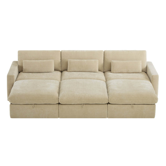Modular Sectional Sofa in Performance Fabric with Storage Ottoman