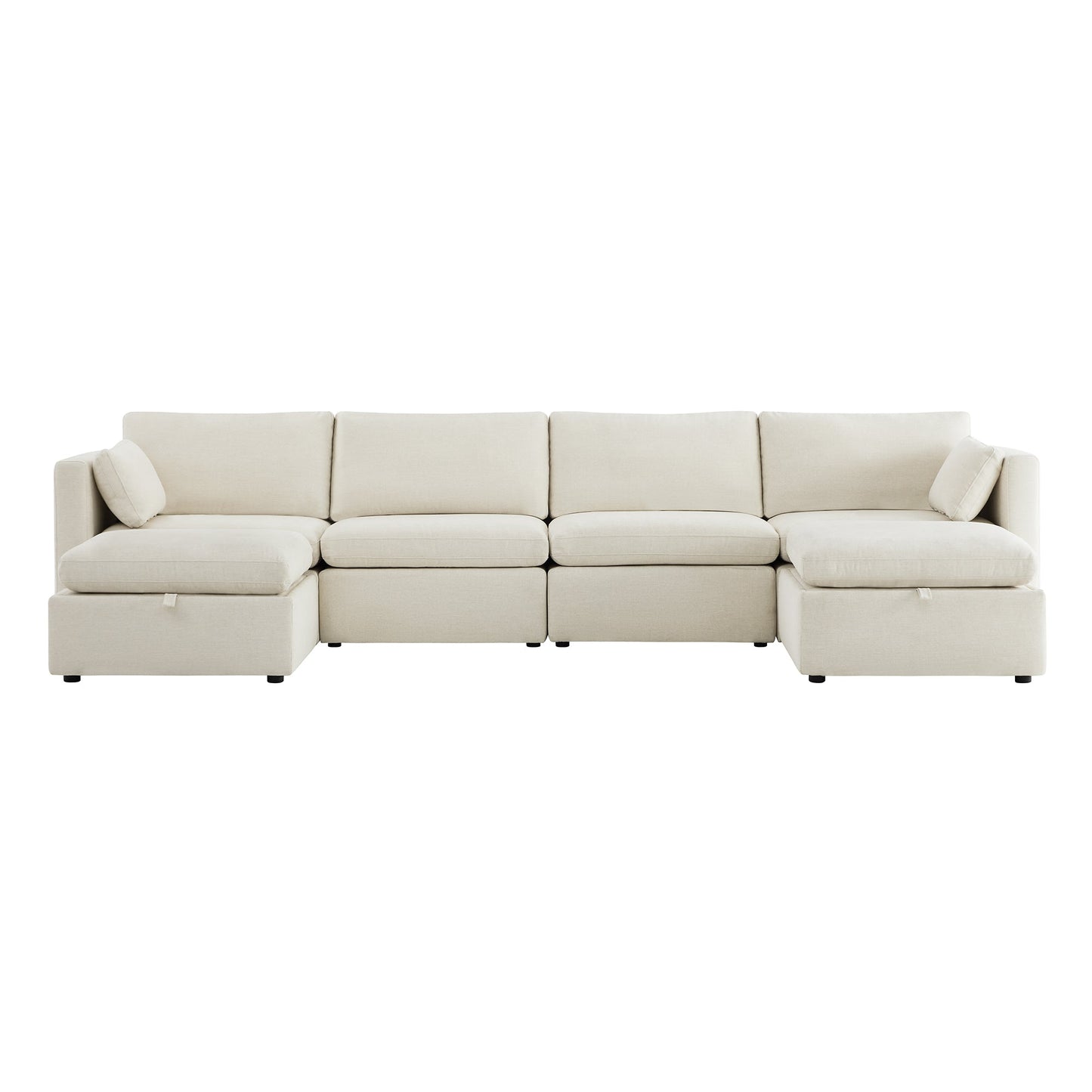 Modular Sofa Chaise in Grey with Storage Ottomans