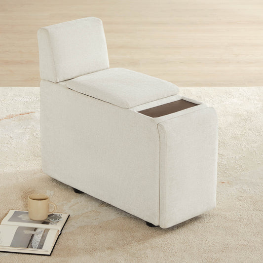 Modular Sofa Chaise in Grey with Storage Ottomans