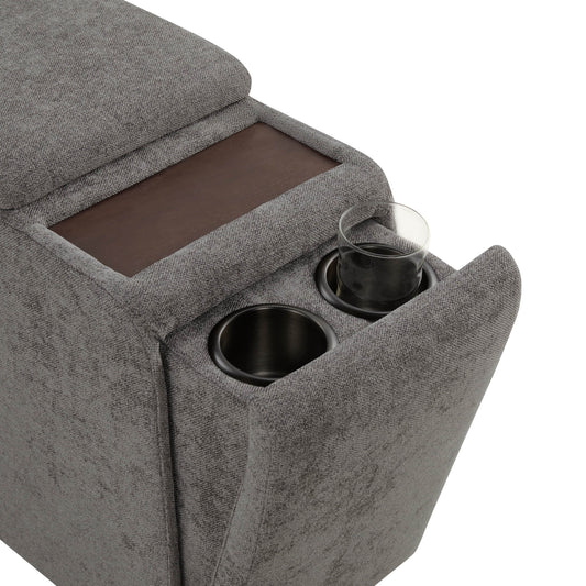 Modular Sofa Chaise in Grey with Storage Ottomans
