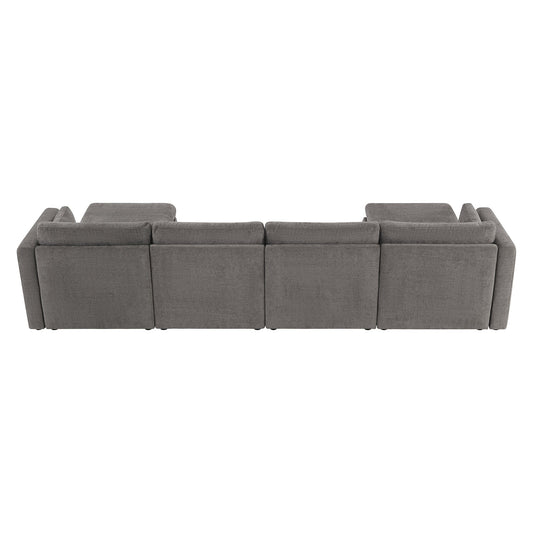Modular Sofa Chaise in Grey with Storage Ottomans