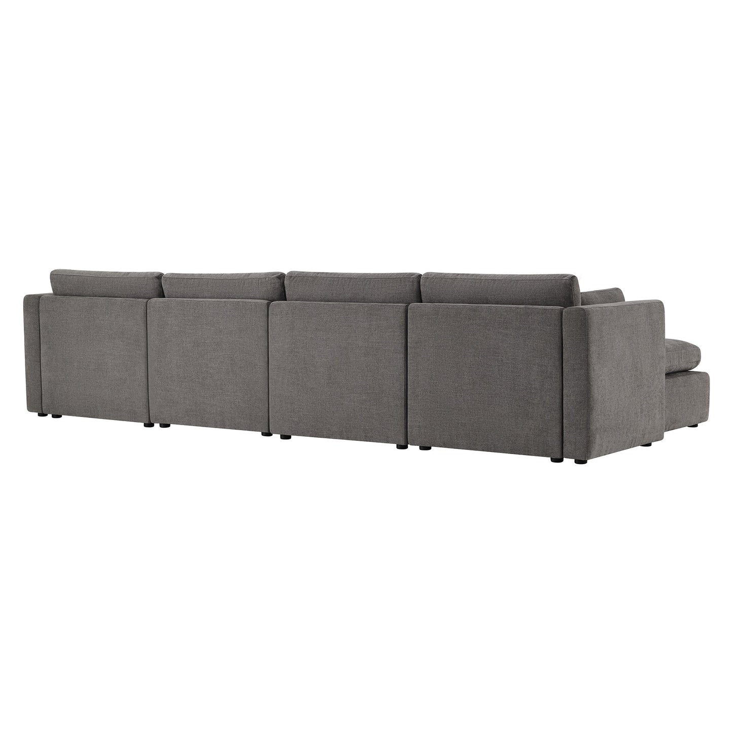 Modular Sofa Chaise in Grey with Storage Ottomans
