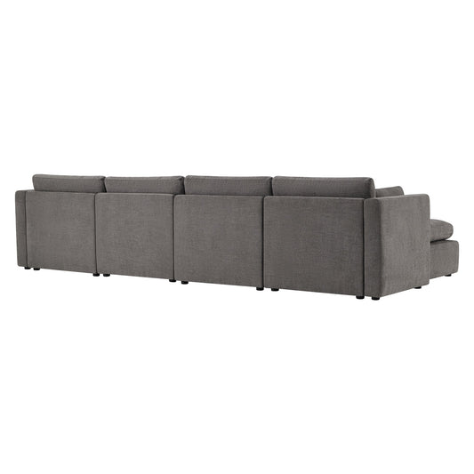 Modular Sofa Chaise in Grey with Storage Ottomans
