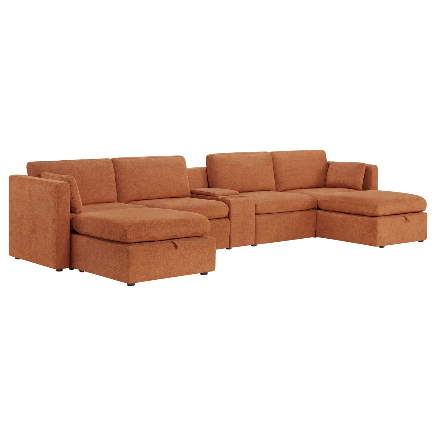 Modular Sofa Chaise in Grey with Storage Ottomans