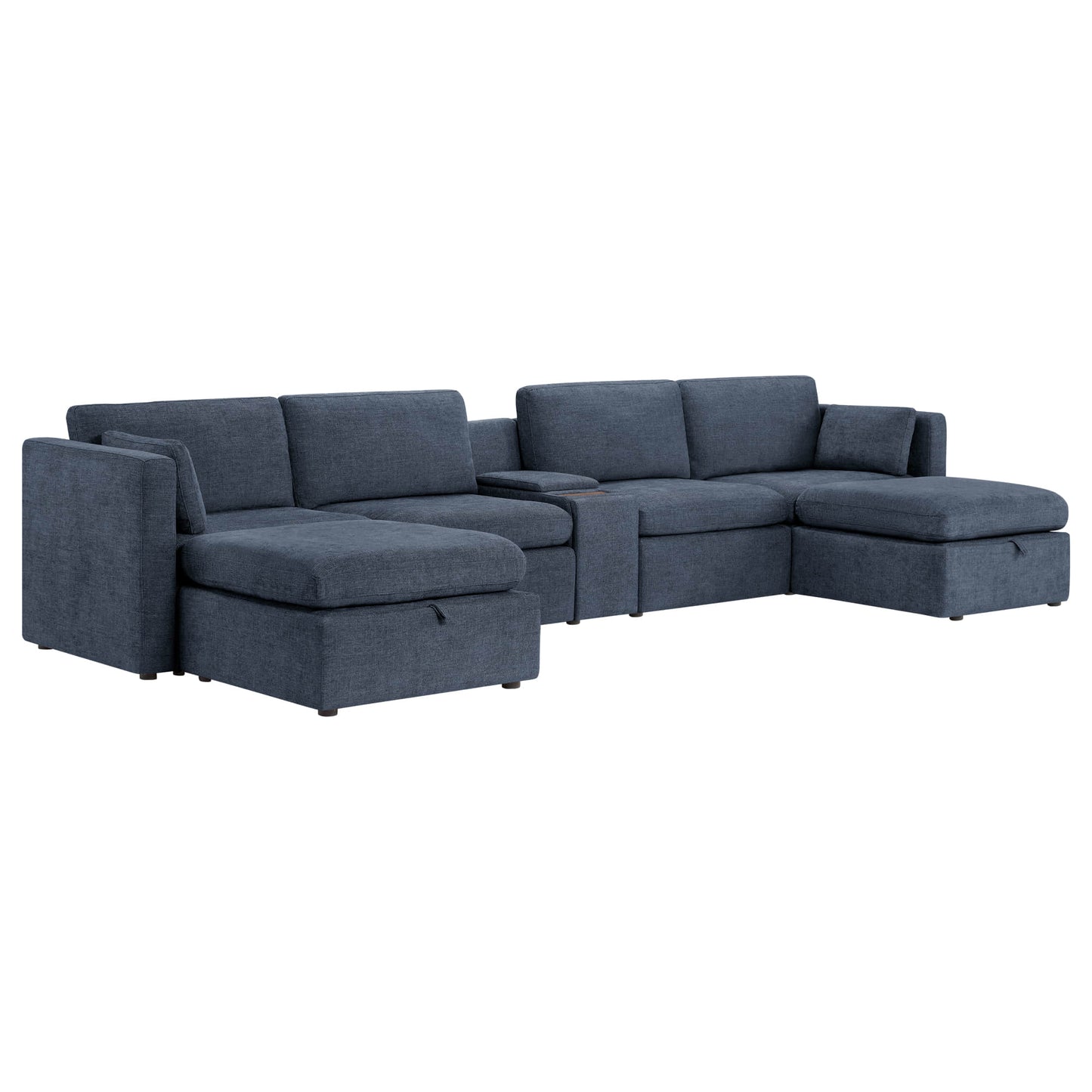 Modular Sofa Chaise in Grey with Storage Ottomans