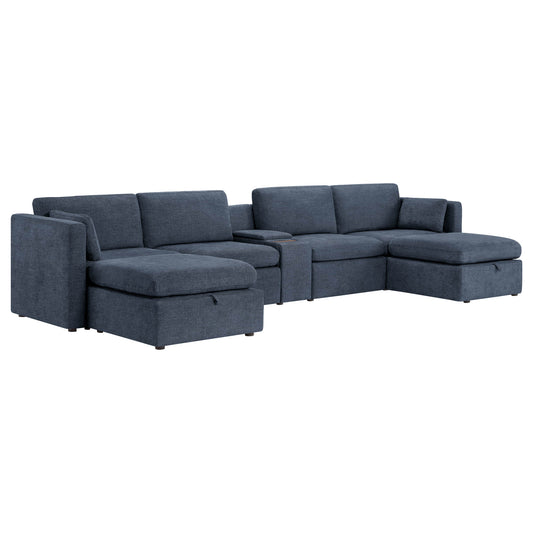 Modular Sofa Chaise in Grey with Storage Ottomans