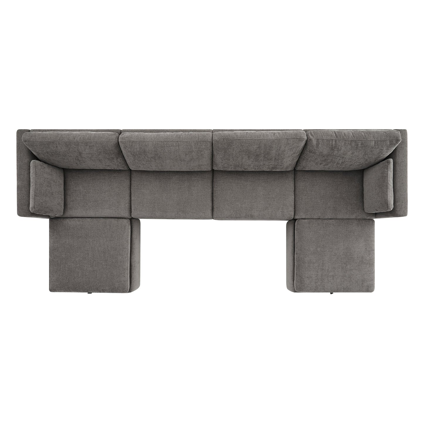 Modular Sofa Chaise in Grey with Storage Ottomans