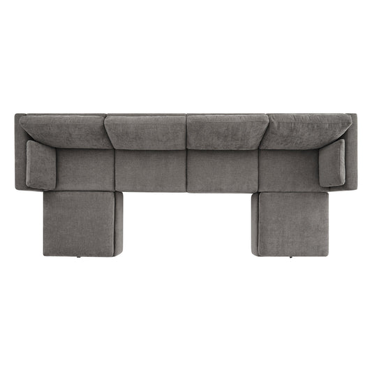 Modular Sofa Chaise in Grey with Storage Ottomans