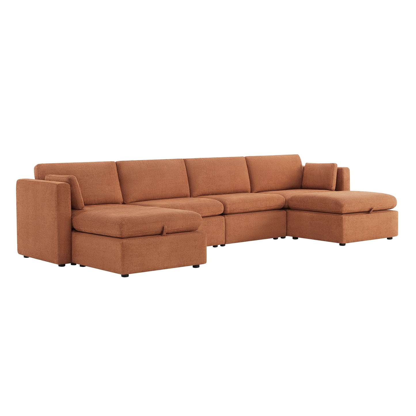 Modular Sofa Chaise in Grey with Storage Ottomans