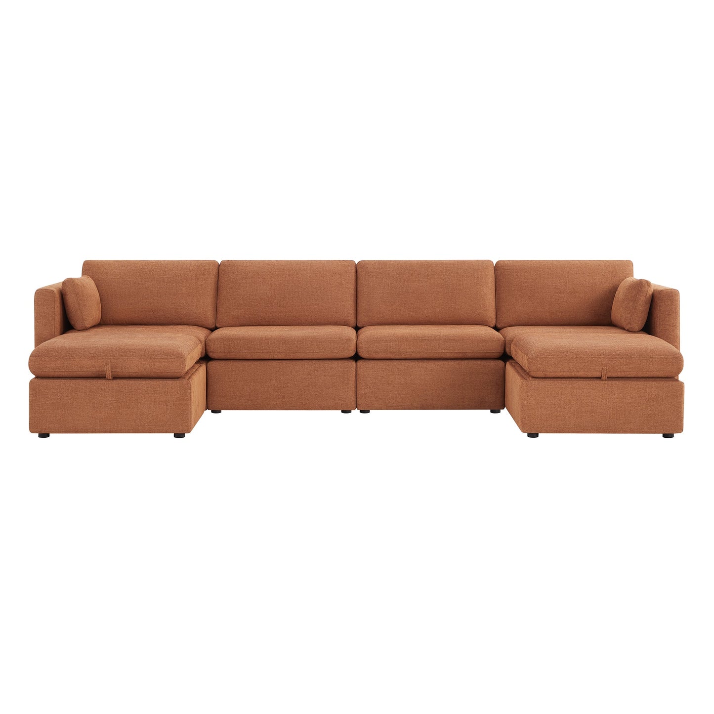 Modular Sofa Chaise in Grey with Storage Ottomans
