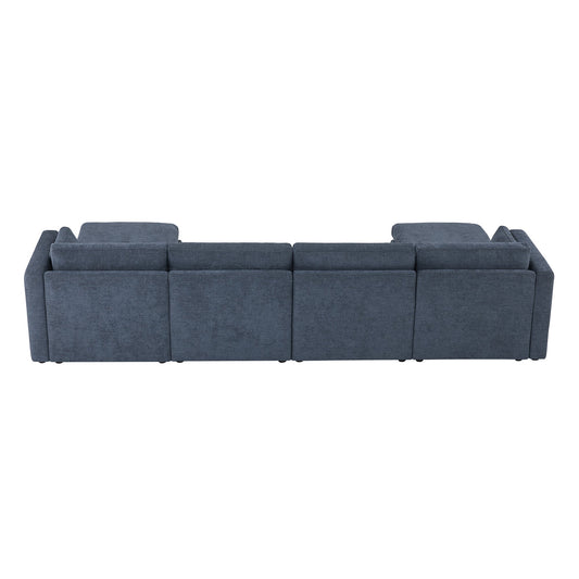 Modular Sofa Chaise in Grey with Storage Ottomans