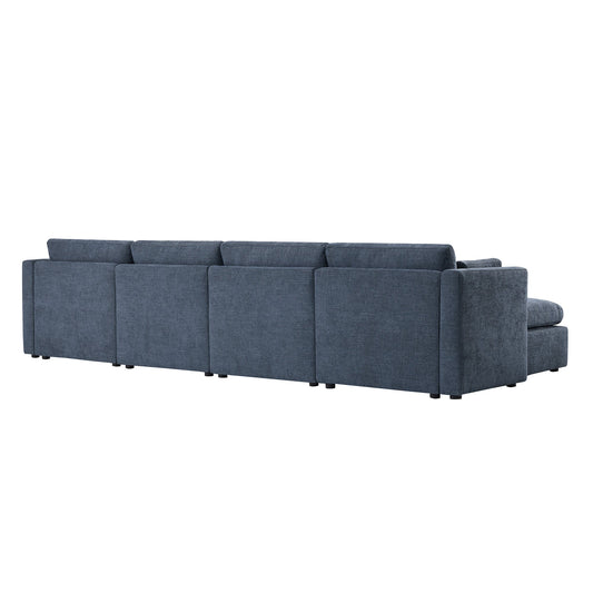Modular Sofa Chaise in Grey with Storage Ottomans