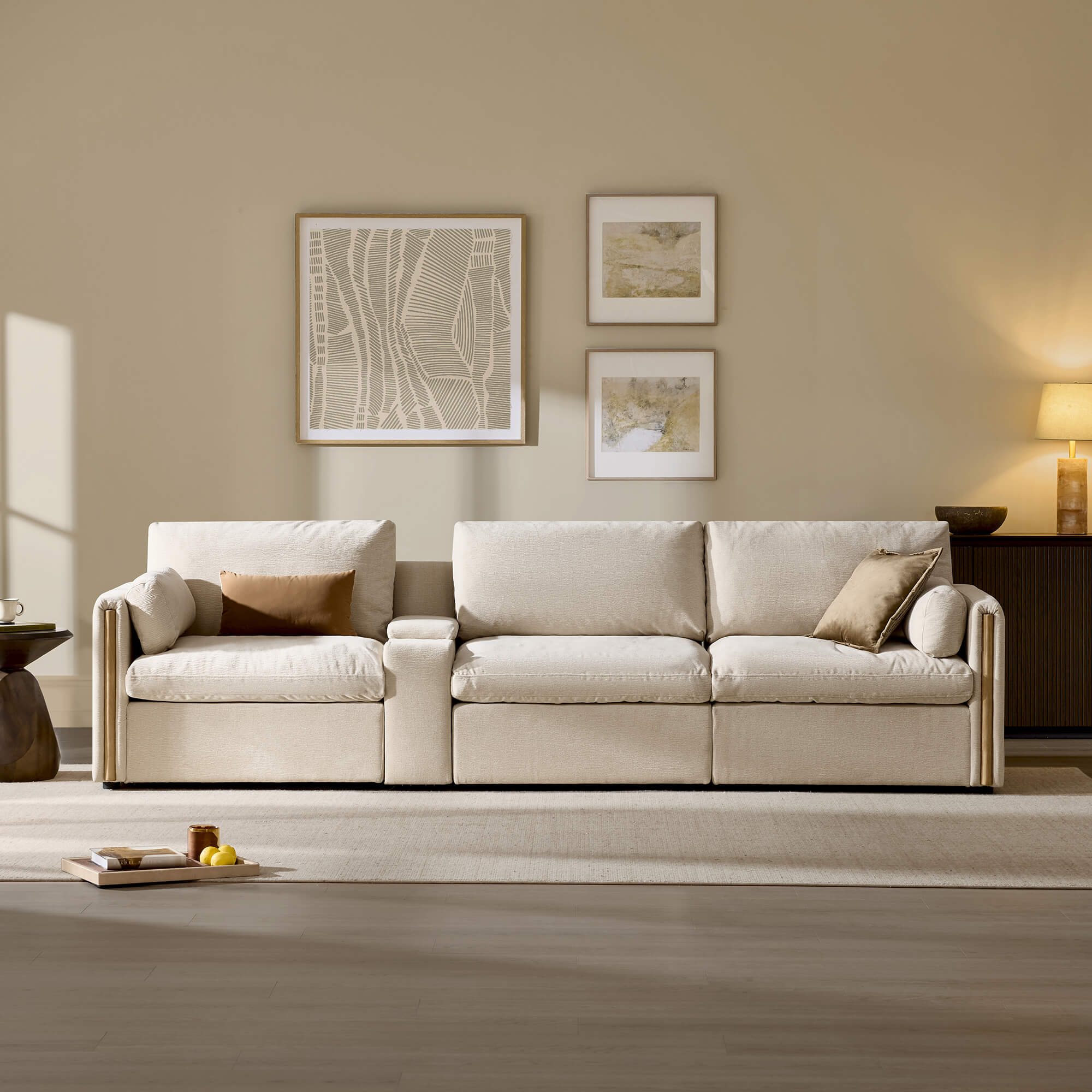 Modular Sofa in Cozy Chenille with 3-Seater Design