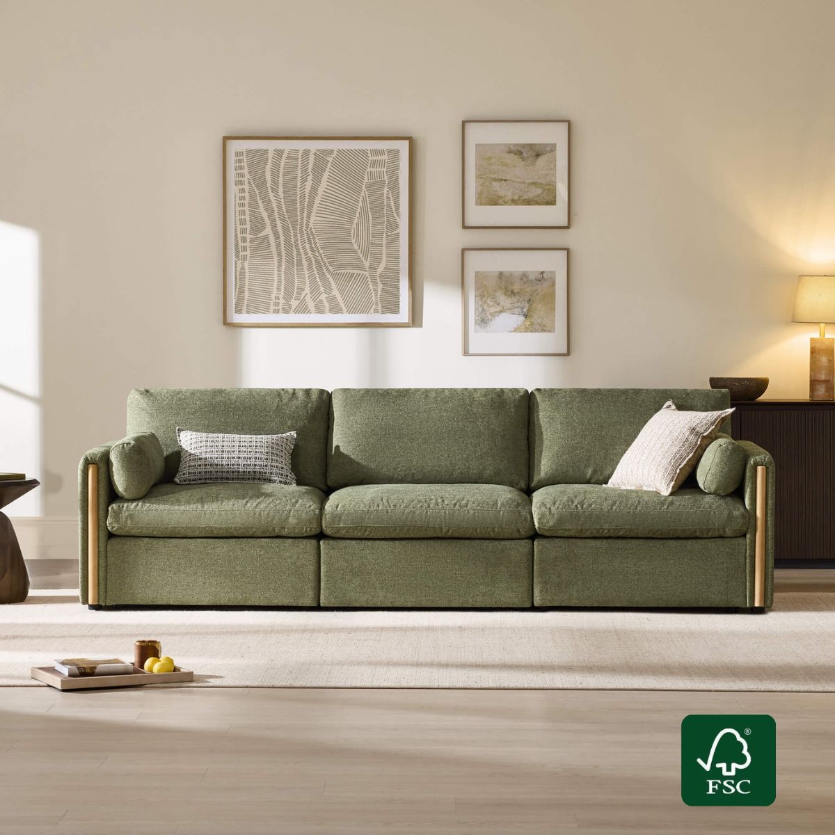 Modular Sofa in Cozy Chenille with 3-Seater Design