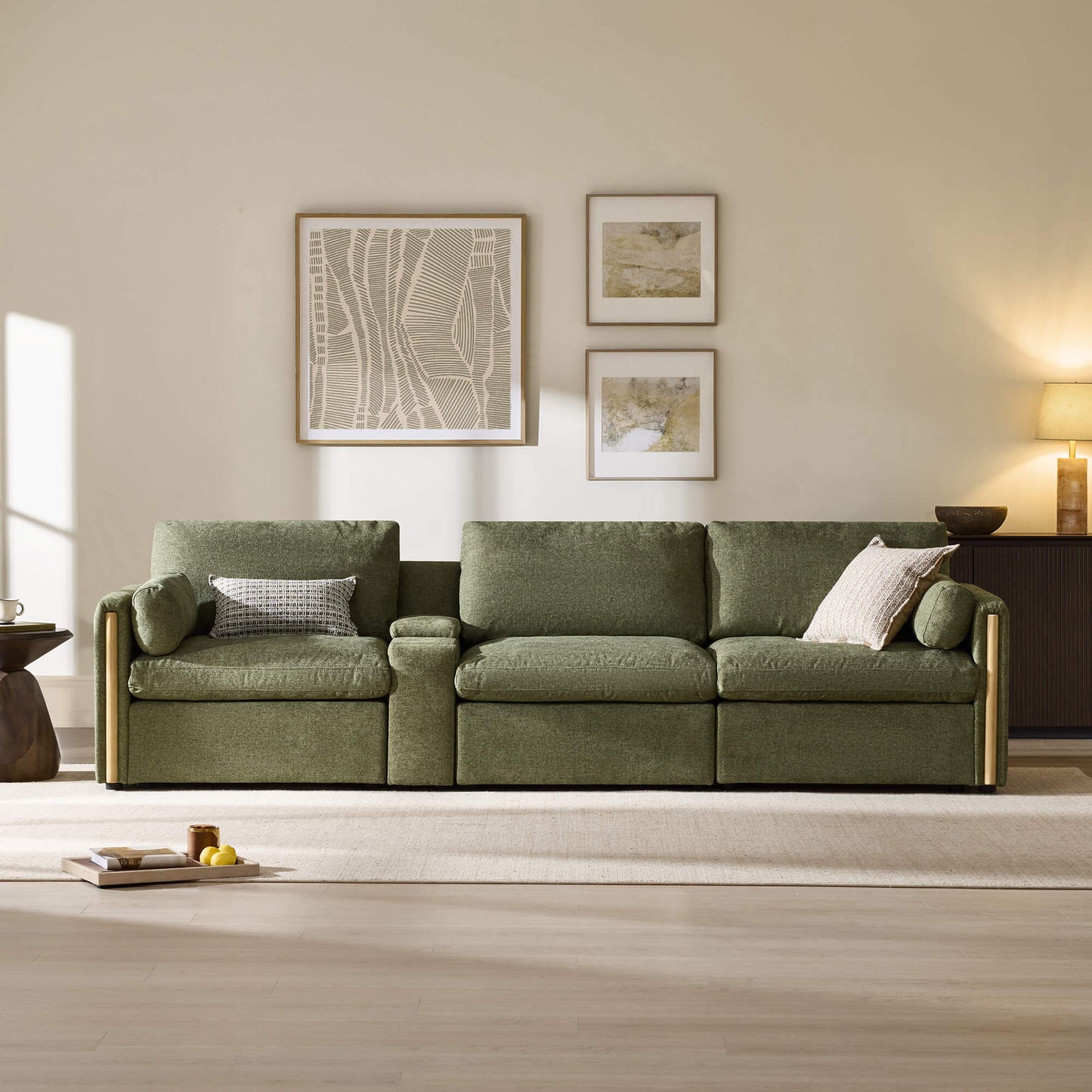 Modular Sofa in Cozy Chenille with 3-Seater Design