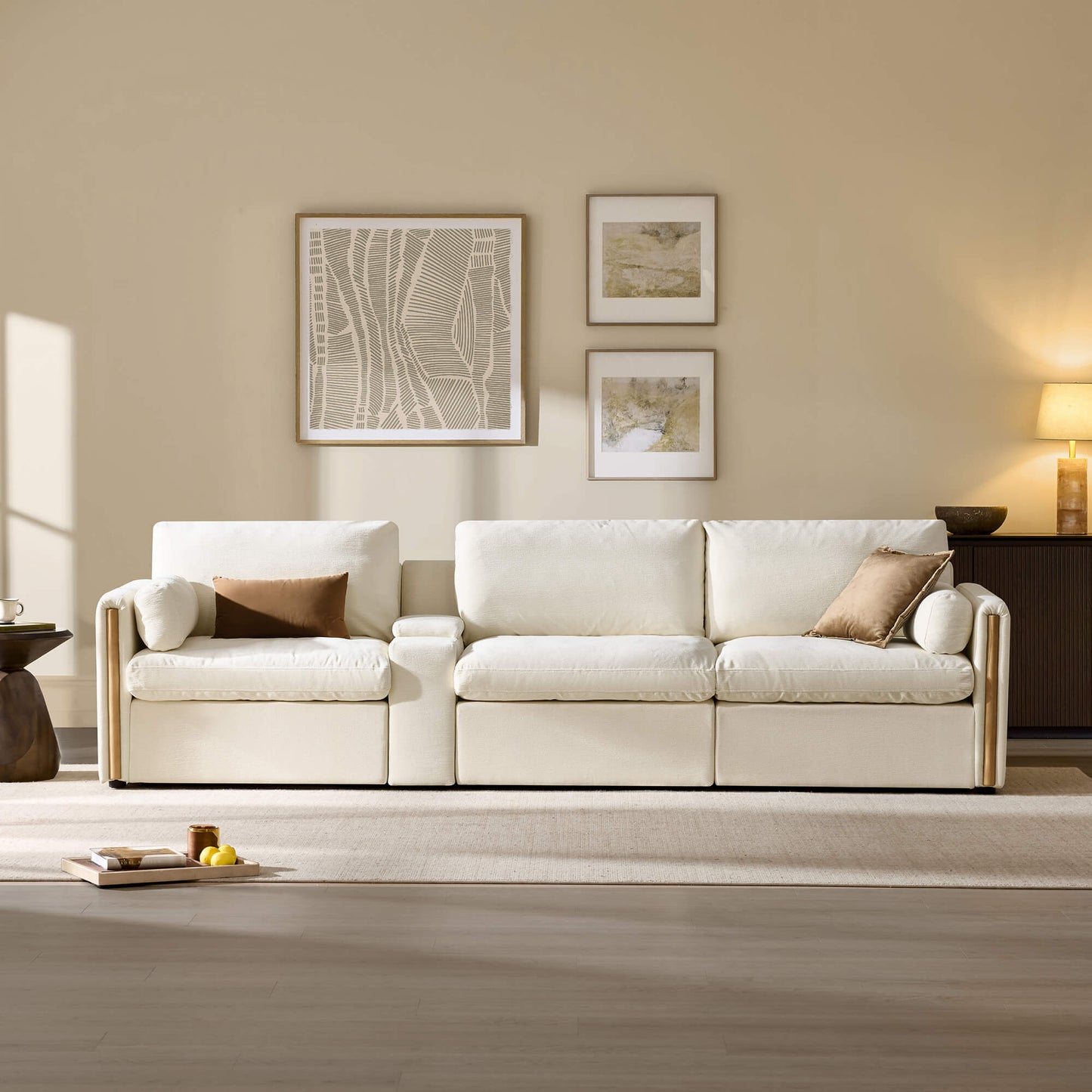 Modular Sofa in Cozy Chenille with 3-Seater Design
