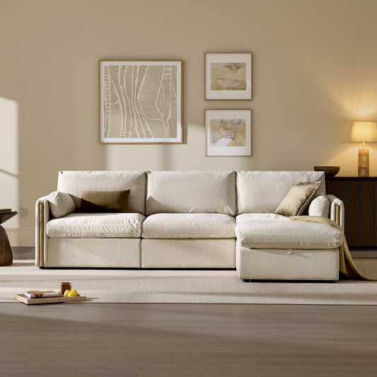 Modular Sofa in Cozy Chenille with 4 Seats