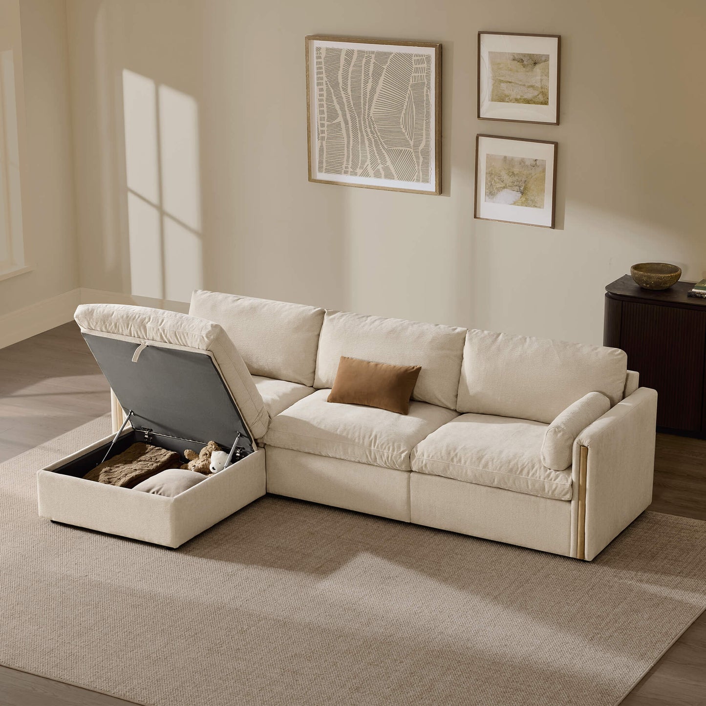 Modular Sofa in Cozy Chenille with 4 Seats