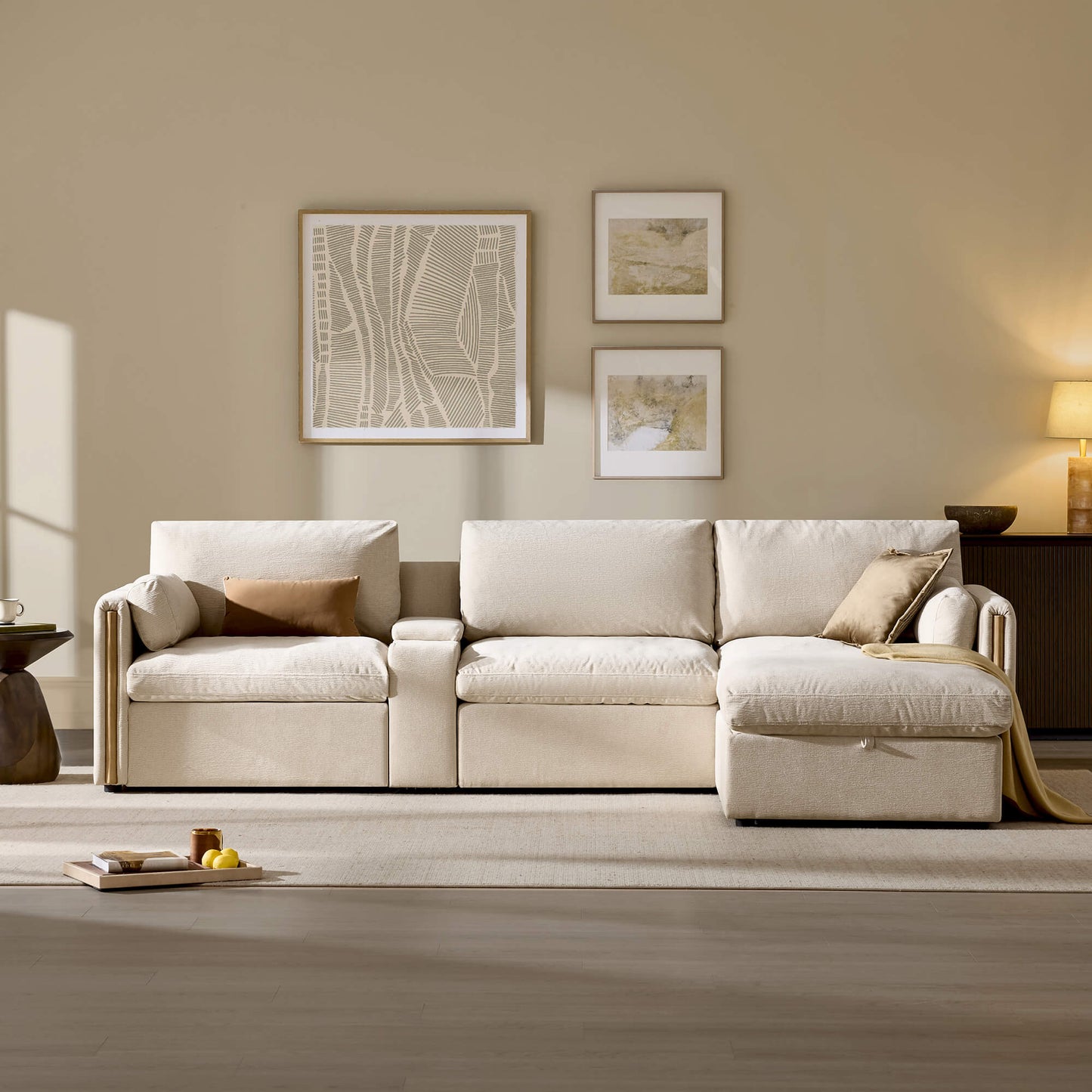 Modular Sofa in Cozy Chenille with 4 Seats