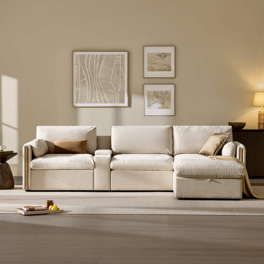 Modular Sofa in Cozy Chenille with 4 Seats