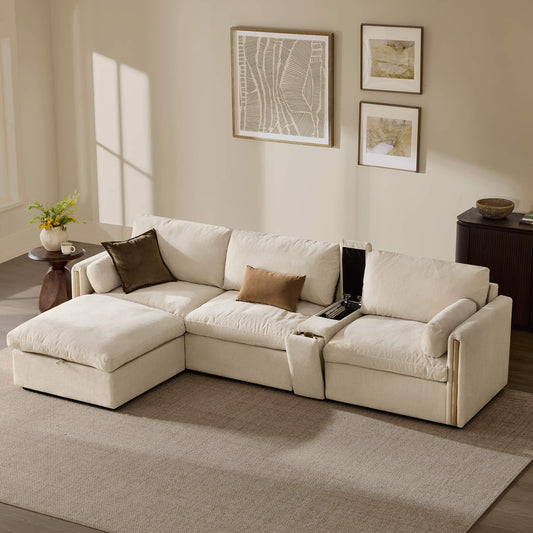 Modular Sofa in Cozy Chenille with 4 Seats
