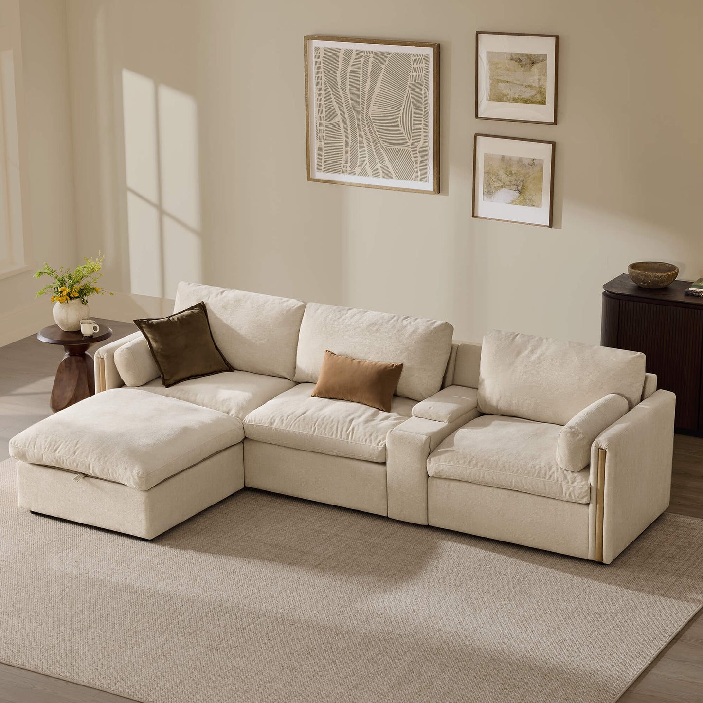 Modular Sofa in Cozy Chenille with 4 Seats