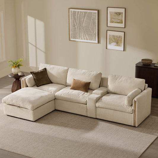 Modular Sofa in Cozy Chenille with 4 Seats