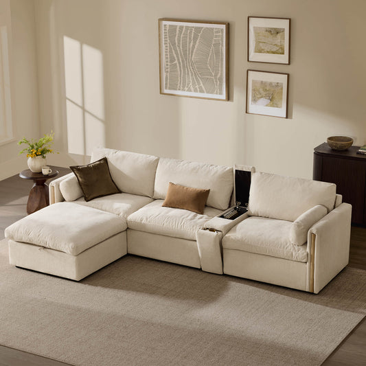 Modular Sofa in Cozy Chenille with 4 Seats
