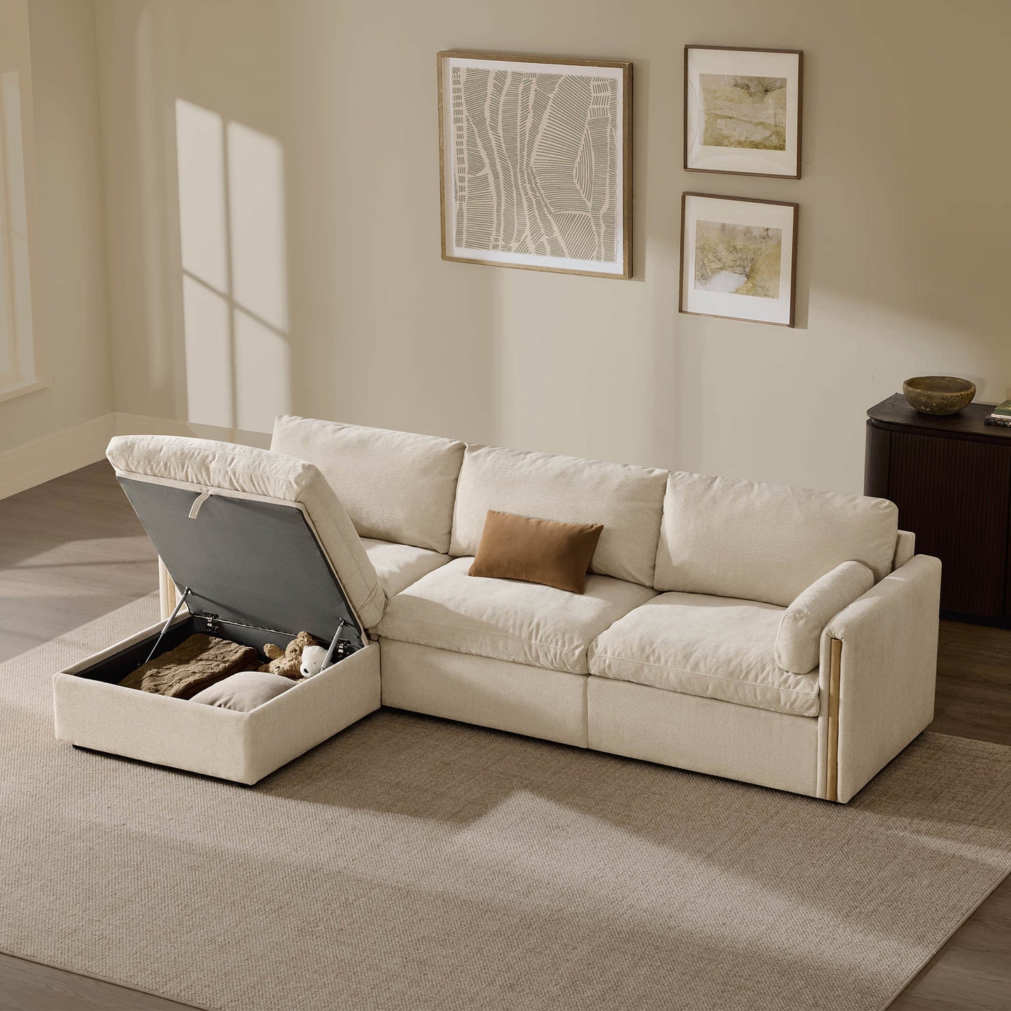 Modular Sofa in Cozy Chenille with 4 Seats