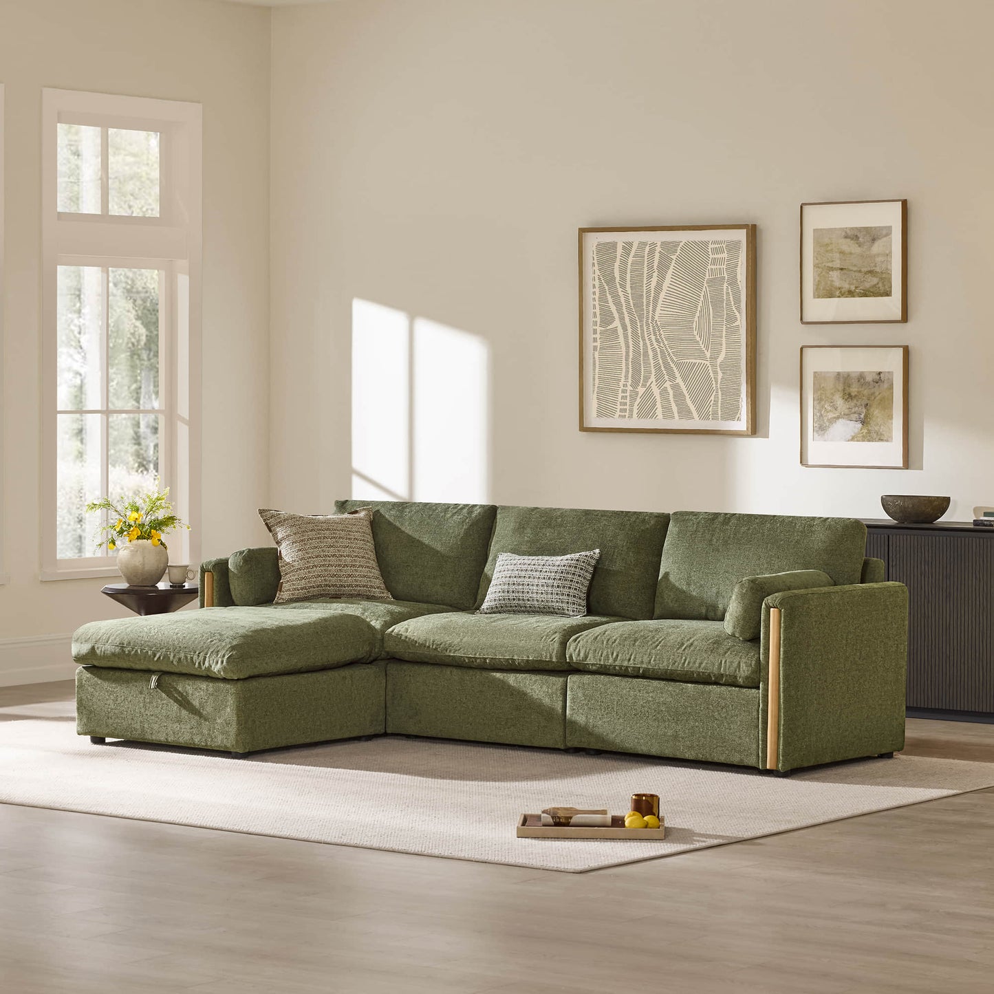 Modular Sofa in Cozy Chenille with 4 Seats