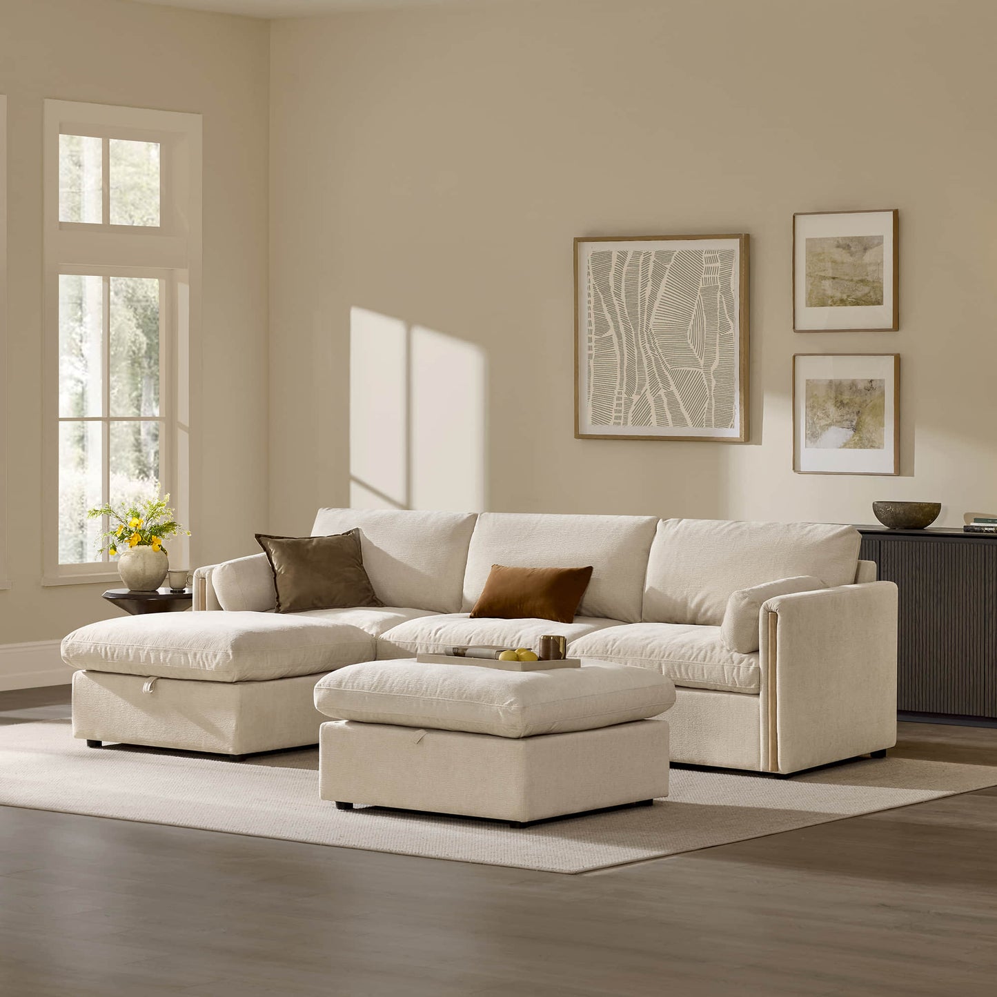 Modular Sofa in Cozy Chenille with 4 Seats