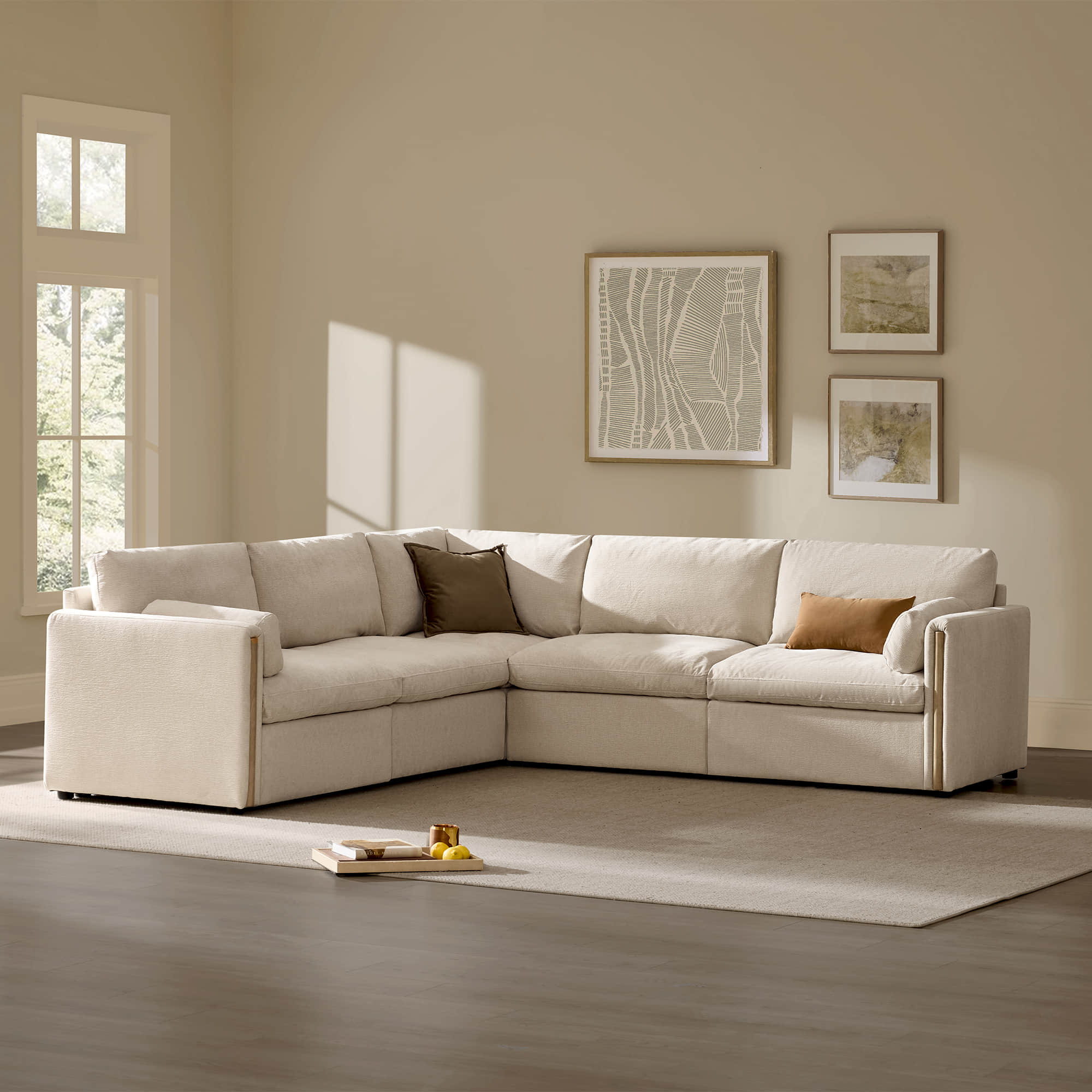 Modular Sofa in Cozy Chenille with 5-Seater Design