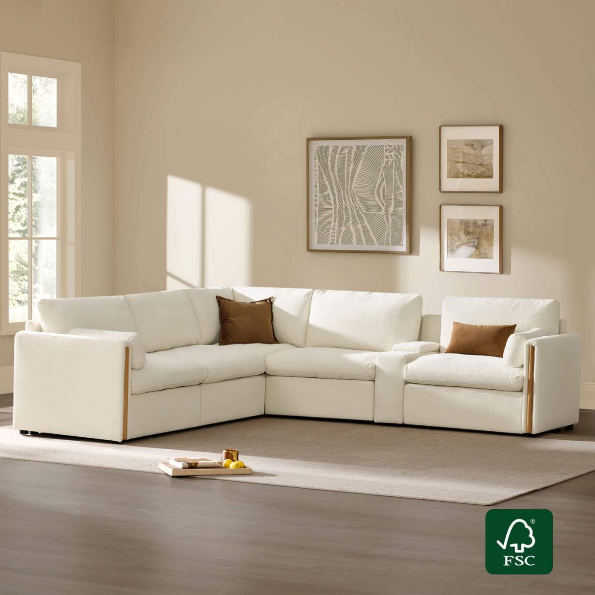 Modular Sofa in Cozy Chenille with 5-Seater Design