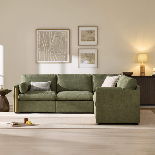Modular Sofa in Cozy Chenille with 5-Seater Design