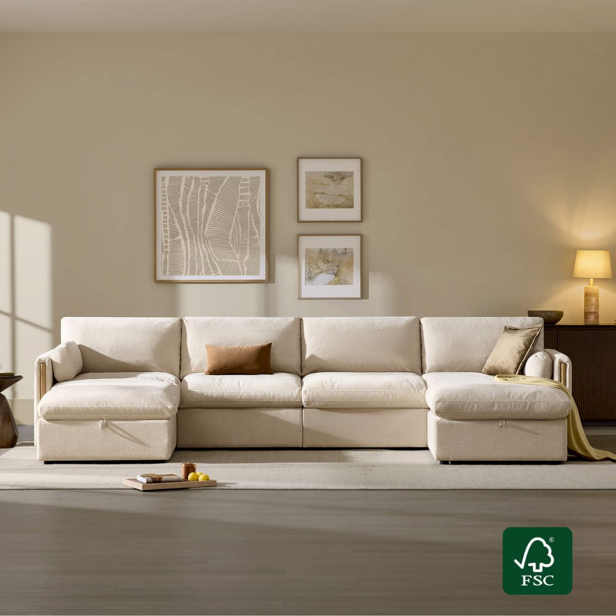 Modular Sofa in Cozy Chenille with 6-Seating Capacity