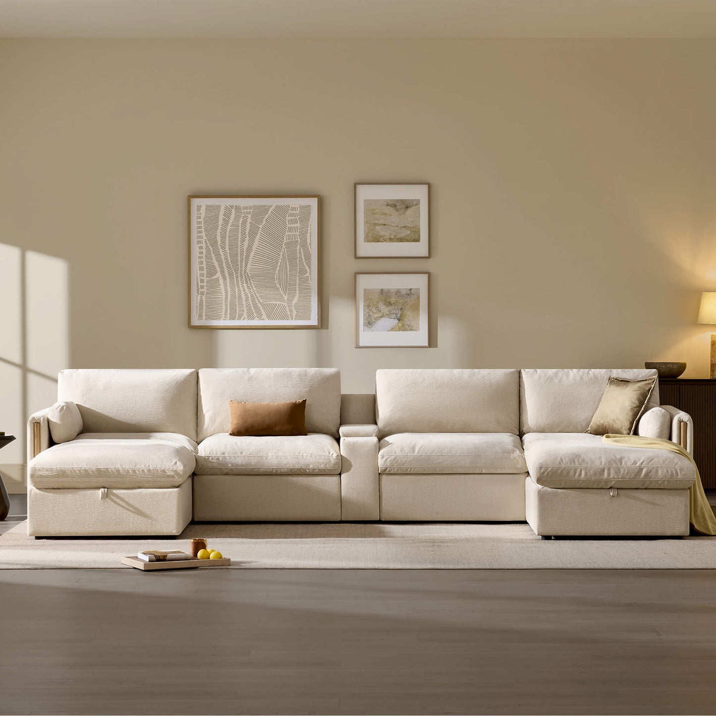 Modular Sofa in Cozy Chenille with 6-Seating Capacity