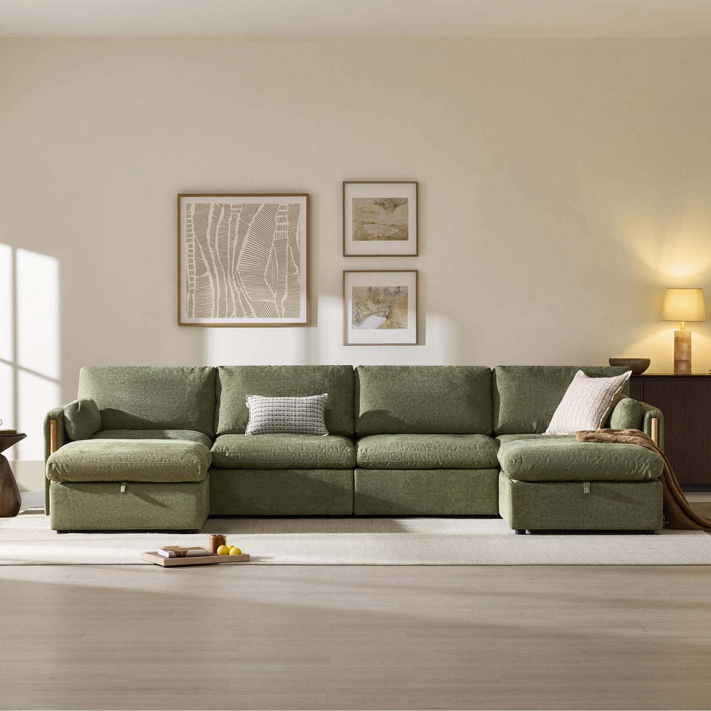 Modular Sofa in Cozy Chenille with 6-Seating Capacity