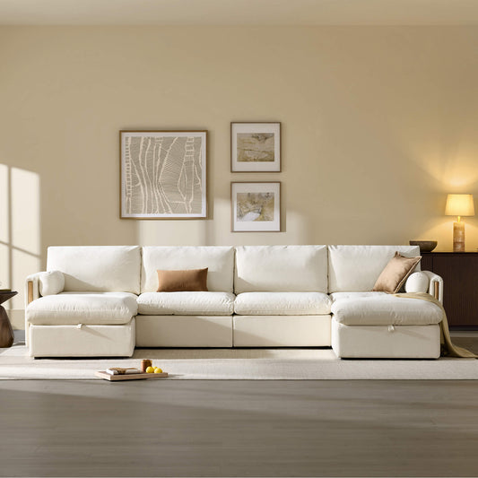 Modular Sofa in Cozy Chenille with 6-Seating Capacity