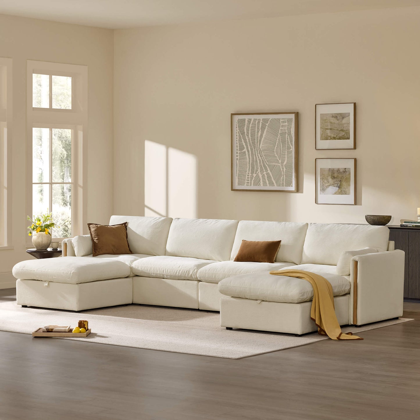Modular Sofa in Cozy Chenille with 6-Seating Capacity