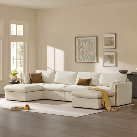 Modular Sofa in Cozy Chenille with 6-Seating Capacity