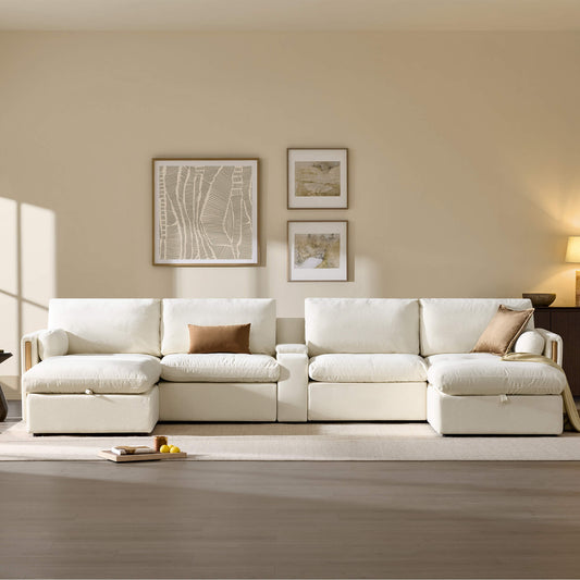 Modular Sofa in Cozy Chenille with 6-Seating Capacity