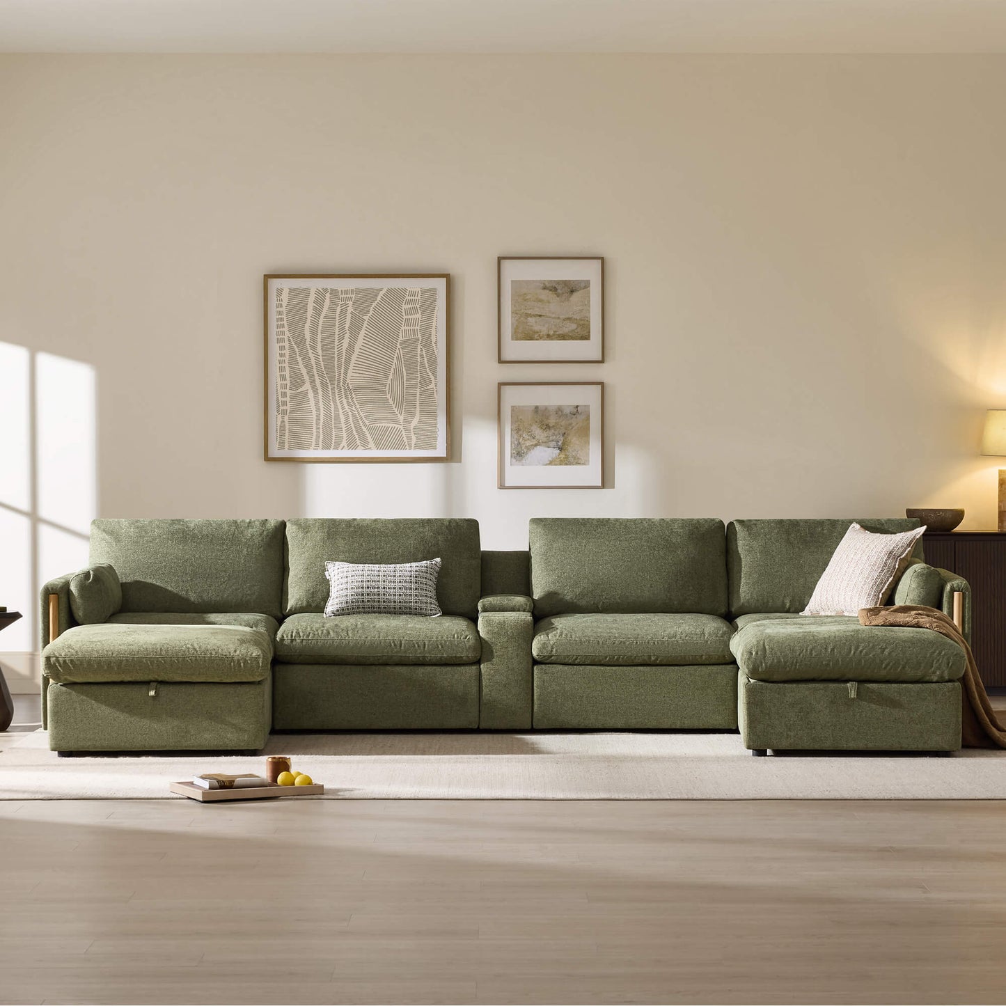 Modular Sofa in Cozy Chenille with 6-Seating Capacity