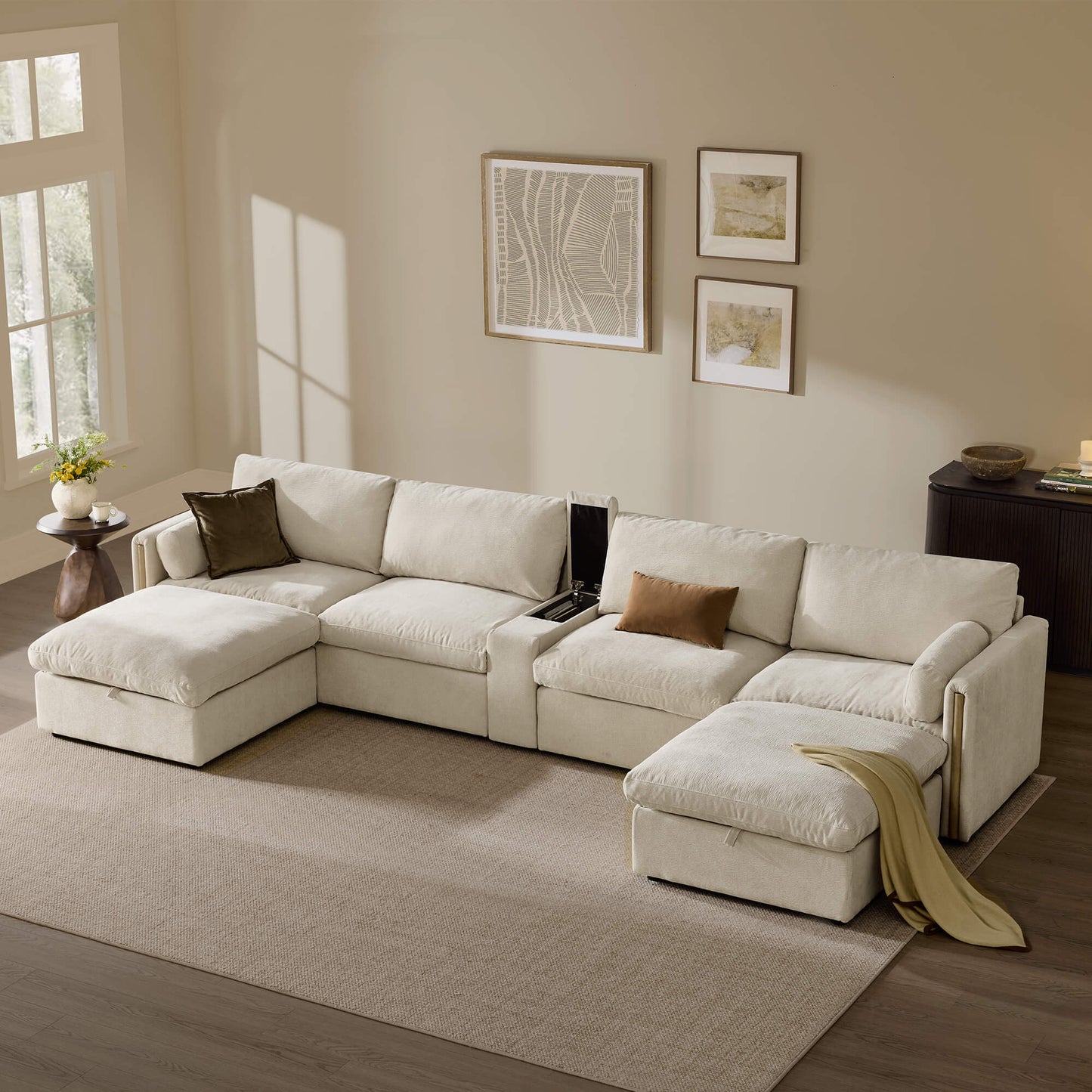 Modular Sofa in Cozy Chenille with 6-Seating Capacity