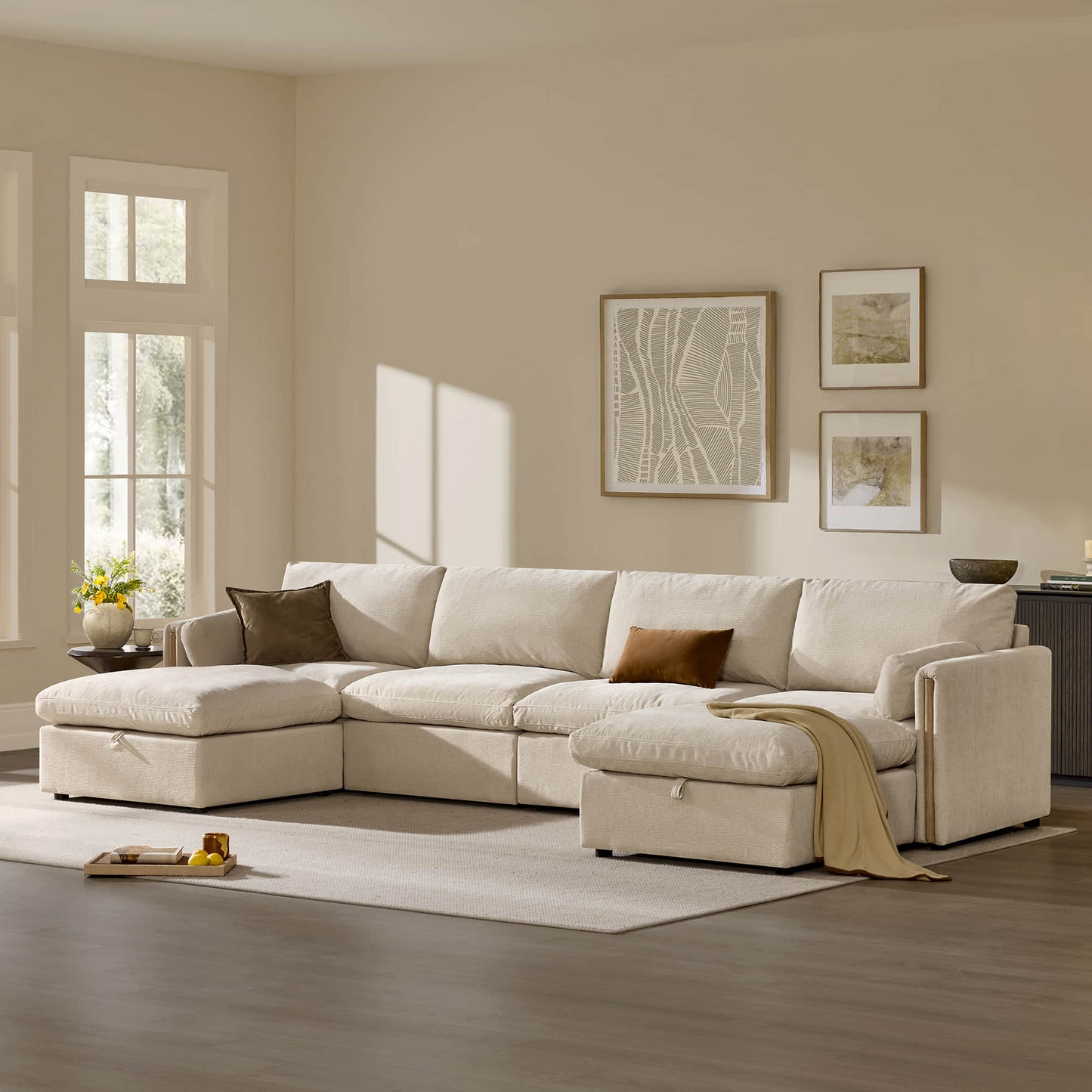 Modular Sofa in Cozy Chenille with 6-Seating Capacity