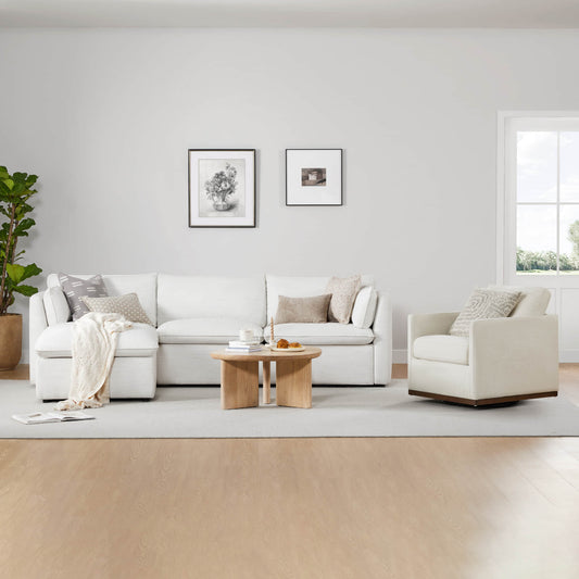 Modular Sofa in Feather Fabric with 4-Piece Design