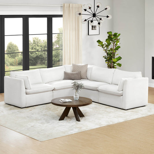 Modular Sofa in Feather with 5-Piece Configuration
