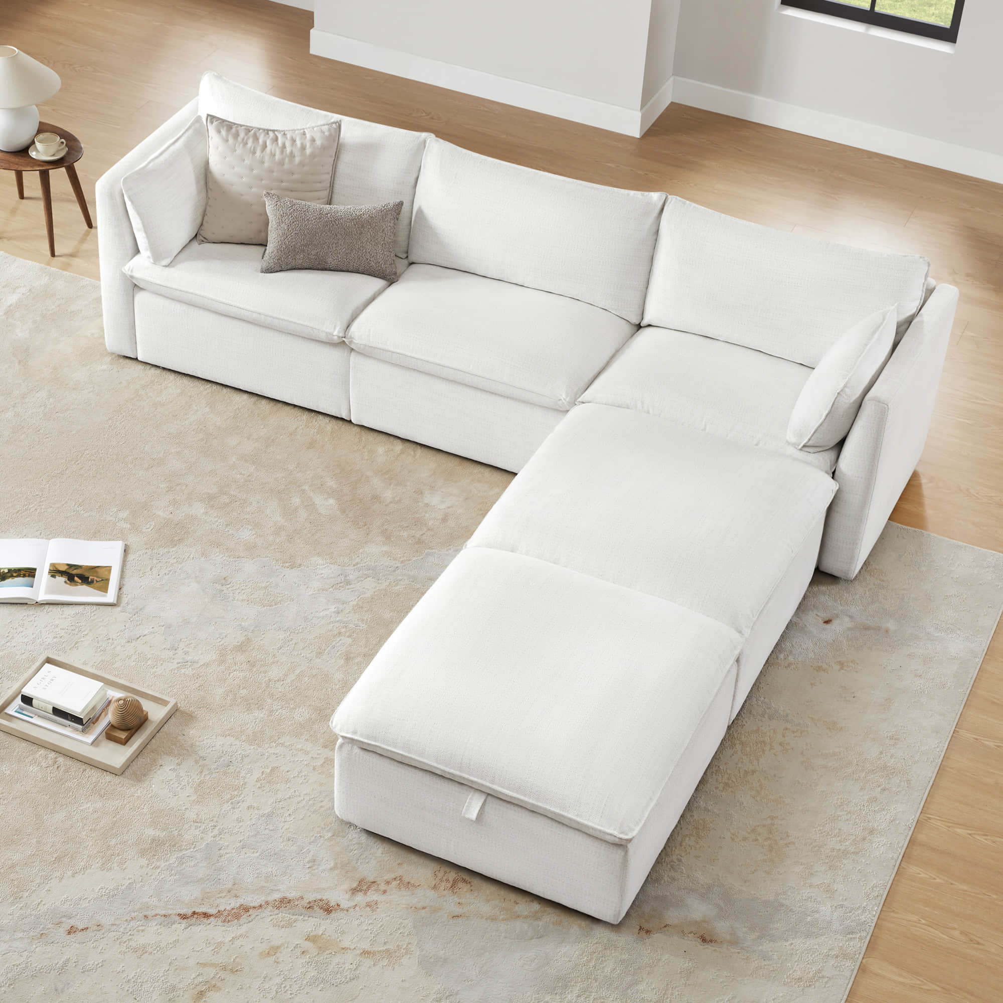 Modular Sofa in Feather with 5-Piece Configuration